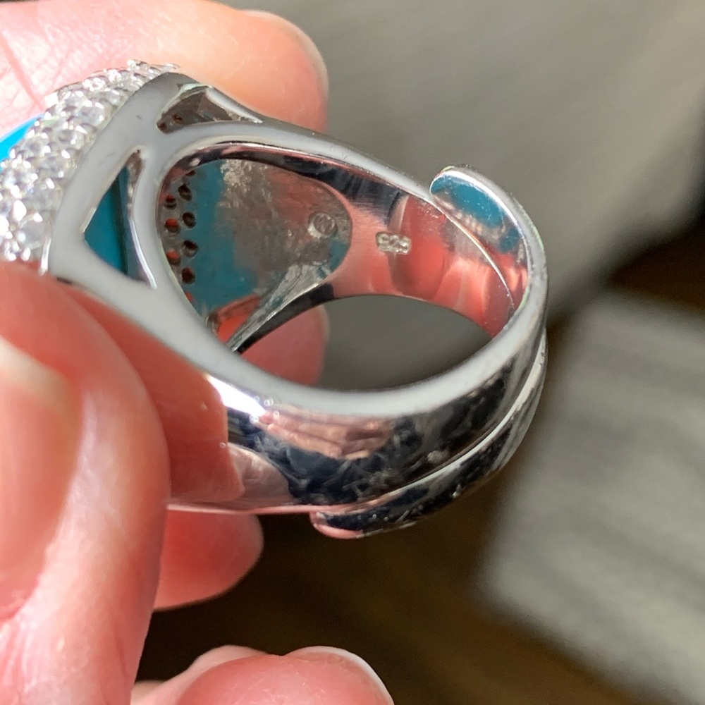 HOST PICK! Turquoise Cocktail Ring .925 - Picture 5 of 9